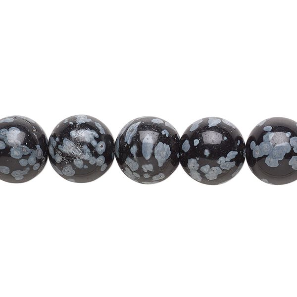 Snowflake obsidian 1pkg1, hand-cut round bead natural 15.5-16 inch 10mm image number 0