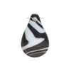 Drop, lampworked glass 1pkg1, opaque black and white, 27x21mm-28x18mm teardrop with swirl design. image number 1