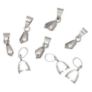 Bail, ice-pick, stainless steel, 18x4mm with 6mm grip length and soldered bail. Sold per pkg of 4.