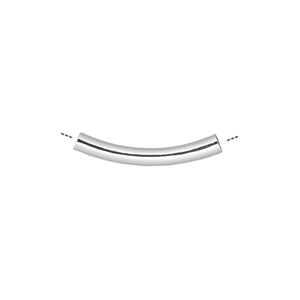 Bead, silver-plated brass, 22x3mm curved tube. Sold per pkg of 100.