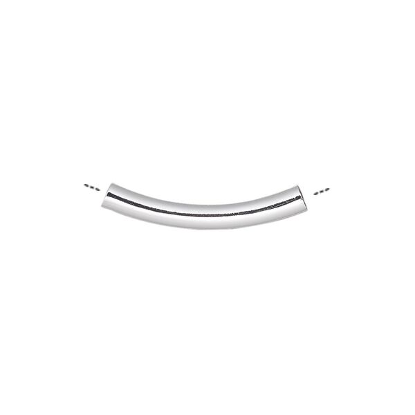 Bead, silver-plated brass, 22x3mm curved tube. Sold per pkg of 100. image number 0