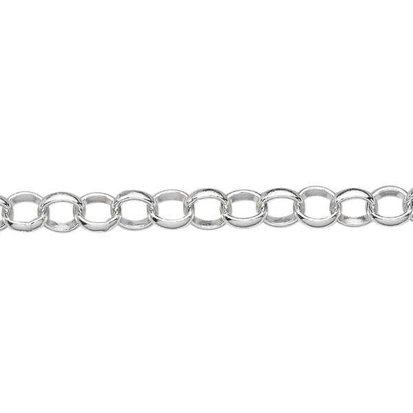 Chain, sterling silver, 5mm rolo. Sold per pkg of 5 feet. image number 0