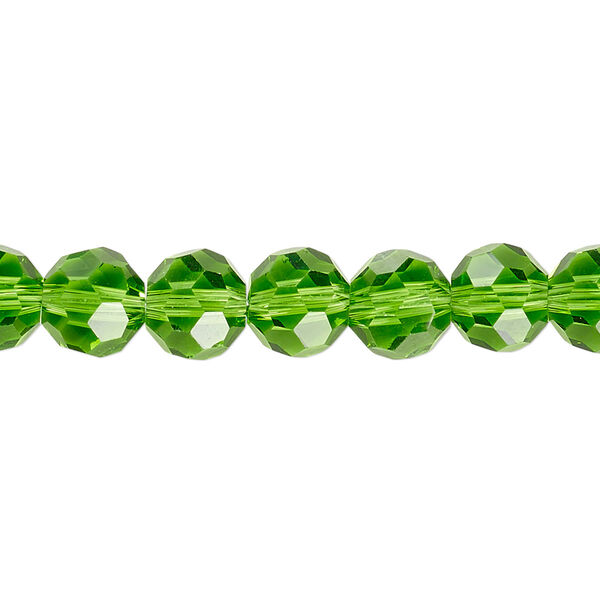 Bead 1pk 32 facets transparent green, Celestial Crystal® 8mm round 15.5-16 inch image number 0