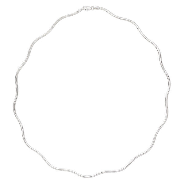 Chain, sterling silver, 2mm wavy omega, 18 inches with lobster claw clasp. Sold individually. image number 0