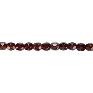 Bead, Czech fire-polished dipped décor glass, brown, 4mm faceted round. Sold per 15-1/2" to 16" strand, approximately 100 beads.