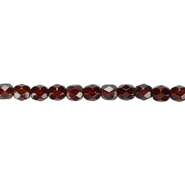 Bead, Czech fire-polished dipped décor glass, brown, 4mm faceted round. Sold per 15-1/2" to 16" strand, approximately 100 beads. image number 0