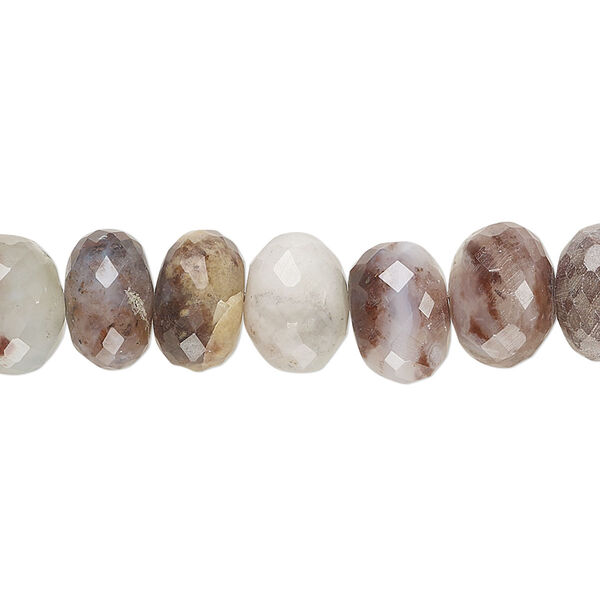 Bead, aqua chalcedony (natural), 10x5mm-11x8mm hand-cut faceted rondelle, C grade, Mohs hardness 6-1/2 to 7. Sold per 14-inch strand, approximately 45 beads. image number 0