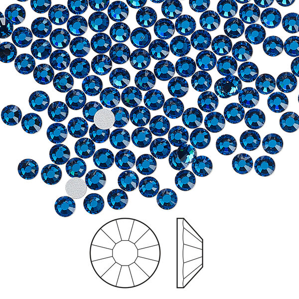 Flat back 1440pk Capri blue foil back, Preciosa Viva 12® Czech crystal rhinestone 3-3.2mm chaton rose round SS12 image number 0