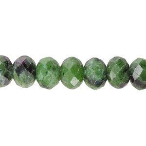 Ruby in zoisite 1pkg1, faceted rondelle bead natural 15.5-16 inch 10x7mm