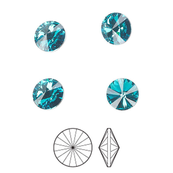Chaton 144pk blue zircon foil back, Preciosa MAXIMA Czech crystal rhinestone 8.16-8.41mm rivoli SS39 image number 0