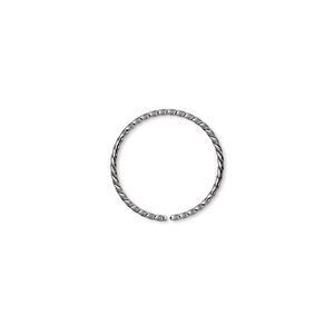 Jump ring, gunmetal-plated brass, 15mm twisted round, 13.6mm inside diameter, 20 gauge. Sold per pkg of 100.