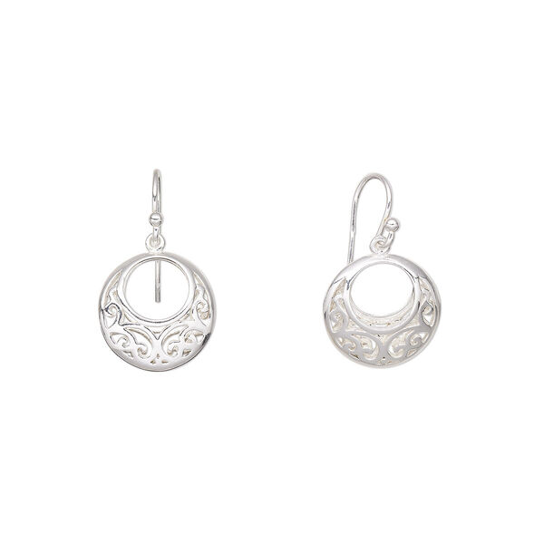 Earring, Create Compliments®, sterling silver, 28.5mm fancy go-go with fishhook ear wire. Sold per pair. image number 0