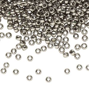 Seed bead, TOHO BEADS®, glass, pkg/7.5g, #8 round, opaque nickel-plated nickel (TR-08-711).