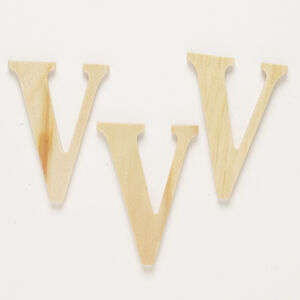 Focal 1pkg3, wood (natural), 3x2 inches alphabet letter "V".