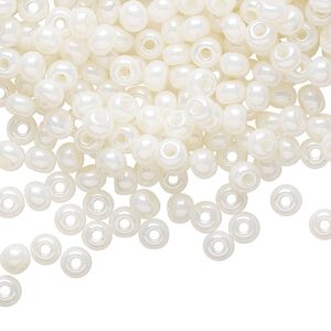 Seed bead, Preciosa Ornela Czech glass, pkg/50g, #6 rocaille, opaque pearl luster white, (47102).