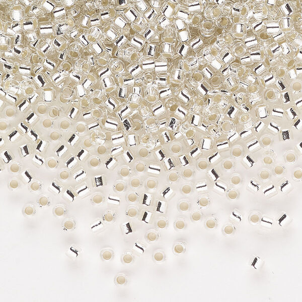 Seed bead, Delica®, glass, pkg/7.5g, #10 round, transparent silver-lined crystal clear (DBM-0041). image number 0