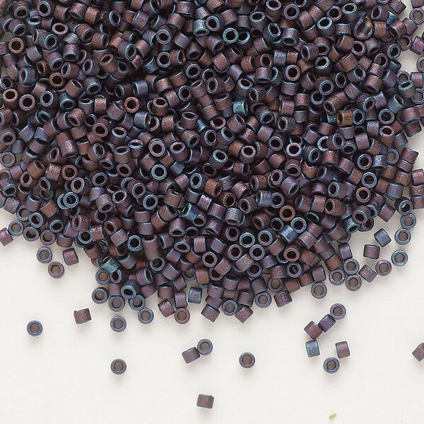 Seed bead, Delica®, glass, pkg/7.5g, #11 round, opaque matte metallic iris dark purple (DB-0323). image number 0
