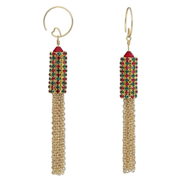 Earrings, One of a Kind Jewelry, 4-1/2 inches. Only one pair available. image number 0