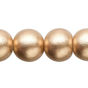 Bead, painted Taiwanese cheesewood (coated), metallic gold, 14-16mm round. Sold per 15-1/2" to 16" strand.