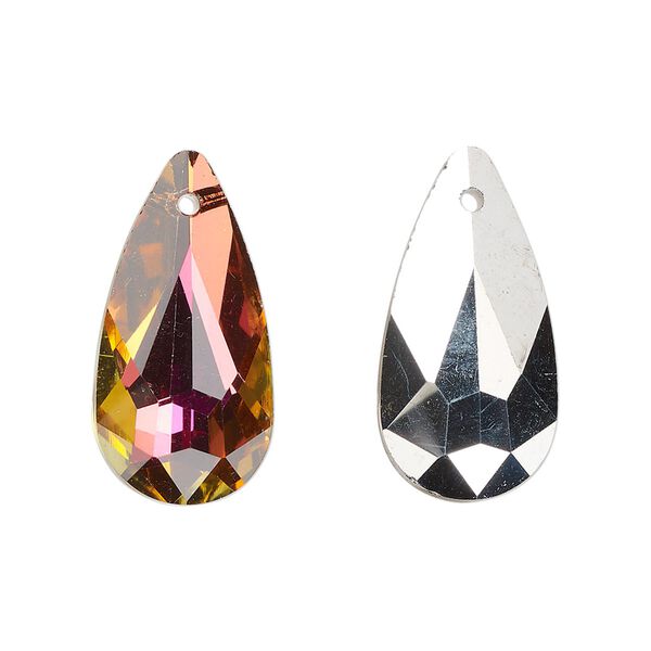 Drop, glass, opaque clear sunset, 24x12mm teardrop. Sold per pkg of 4. image number 0