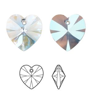 Drop 72pk aquamarine shimmer, Swarovski® 18mm pendant heart 6228