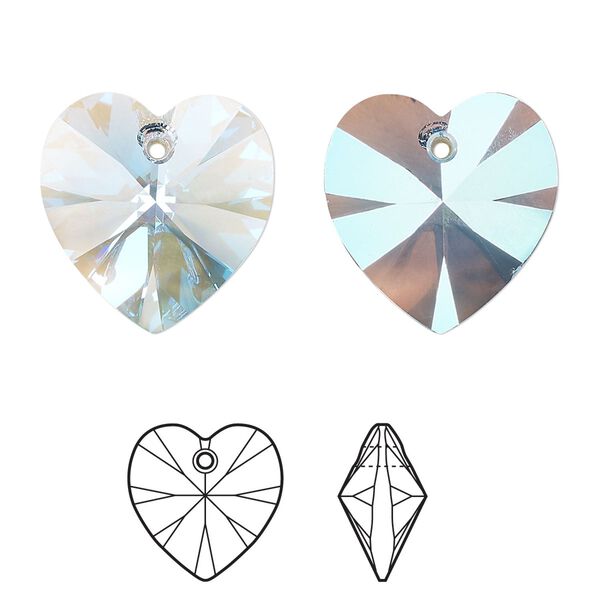 Drop 72pk aquamarine shimmer, Swarovski® 18mm pendant heart 6228 image number 0