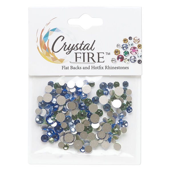 Flat back mix 1pkg144 peridot / sapphire / light sapphire, Crystal FIRE&reg;, 3.0-4.8mm round SS12 / SS16 / SS20 image number 0