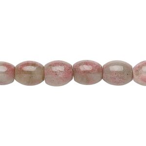 Rhodonite 1pkg1, oval bead natural 15 inch 10x8mm