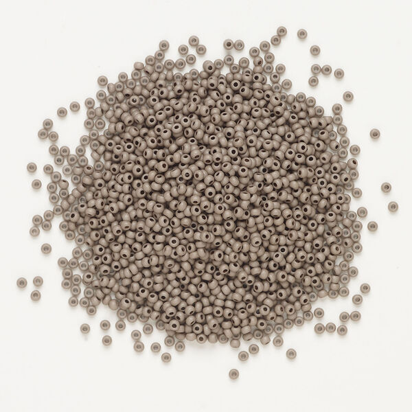 Seed bead, Preciosa Ornela Czech glass, 1pkg50g, 2.8-3.2mm rocaille, opaque matte terra dyed burnt clay chalkwhite (06416) image number 1