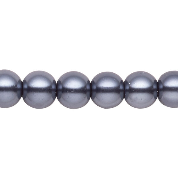 Bead, crystal pearl, gunmetal, 9-10mm round. Sold per pkg of (2) 15-1/2" to 16" strands, approximately 80 beads. image number 0