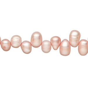 Freshwater pearl 1pkg1, top-drilled rice, 14 inch dark peach 6x5mm-10x6mm cultured