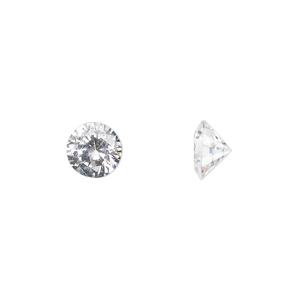 Gem, cubic zirconia, spinel white, 8mm faceted round, Mohs hardness 8-1/2. Sold individually. image number 0