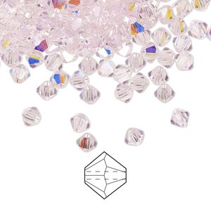 Bead 720pk pink sapphire AB, Preciosa Czech crystal 4mm bicone