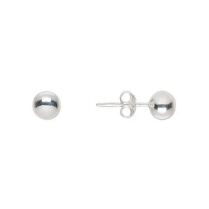 Earstud, sterling silver, 6mm ball with post. Sold per pair.