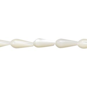 Bead, mother-of-pearl shell (bleached), white, 12x5mm teardrop, Mohs hardness 3-1/2. Sold per 15-1/2" to 16" strand.