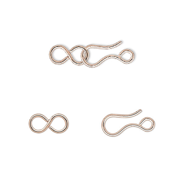 Clasp, hook-and-eye, copper, 22x7mm. Sold per pkg of 10. image number 0