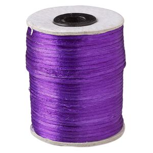 Cord, Satinique™, satin, purple, 2mm. Sold per 200-foot spool.