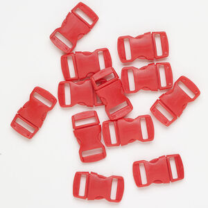 Clasp buckle 1pkg12, 30x16mm, plastic red 1-strand