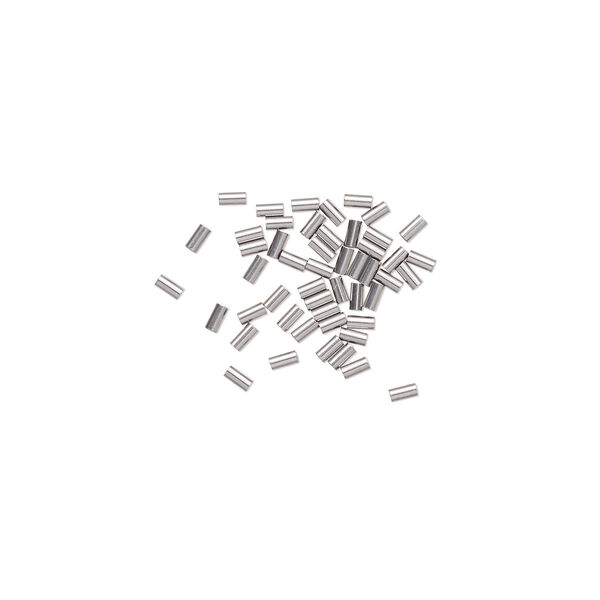 Crimp, stainless steel, pkg/50, 2x1mm round tube, 0.7mm inside diameter. image number 0