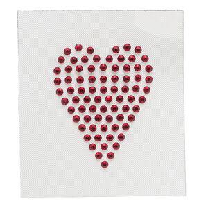 Iron-on transfer 1pk light Siam, Preciosa Czech crystal 40.5x32mm heart