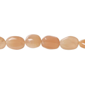 Peach moonstone 1pkg1, hand-cut nugget bead natural, 13 inch mini to small