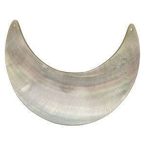 Connector, black lip shell (natural), 60 x 50mm hand-cut moon. Mohs hardness 3-1/2. Sold individually.