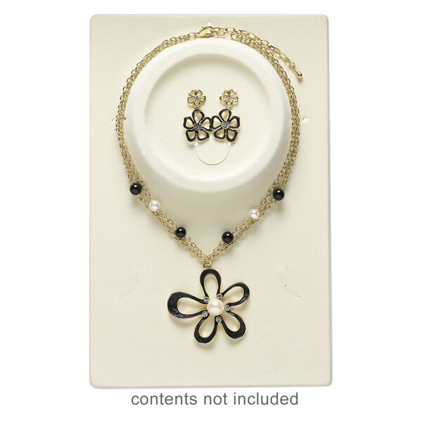 Display, necklace / bracelet / earring, velveteen and plastic, cream, 10 x 6-1/2 x 1/2 inch rectangle. Sold per pkg of 4. image number 2