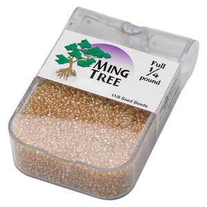 Seed bead, Ming Tree™, glass, pkg/1/4 pound, #11 round, translucent luster tan.