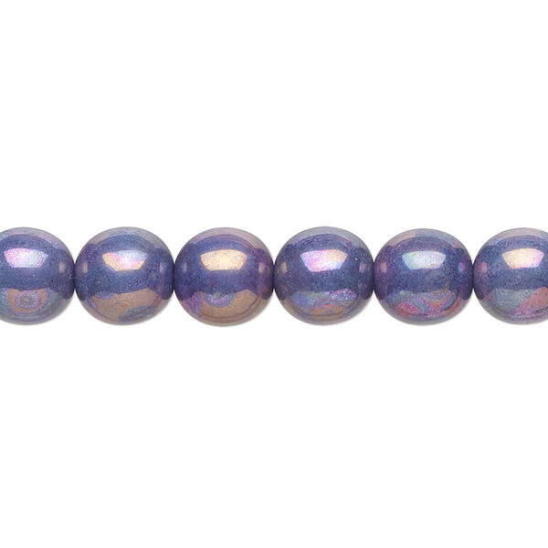 Bead, Czech glass druk, opaque light blue nebula, 8mm round. Sold per 15-1/2" to 16" strand. image number 0