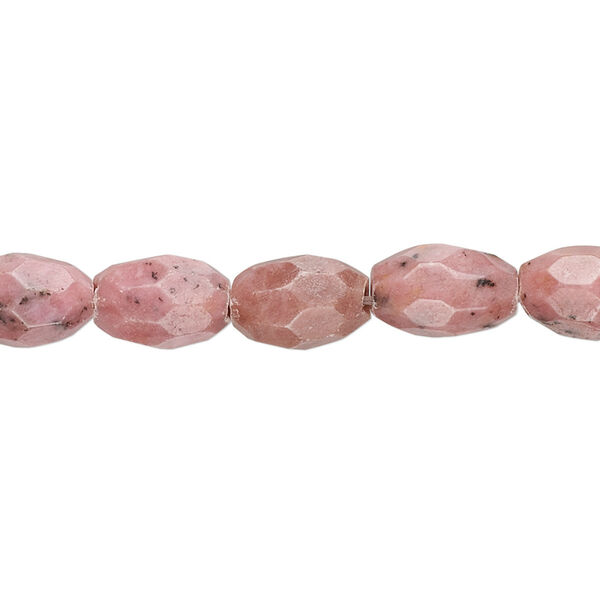 Bead, rhodonite (natural), 10x7mm faceted oval, B grade, Mohs hardness 5-1/2 to 6-1/2. Sold per 15-1/2" to 16" strand. image number 0