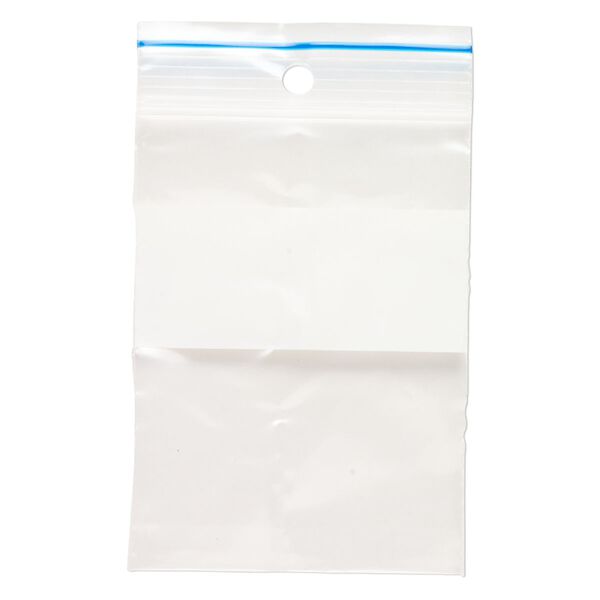 Bag, Tite-Lip™, plastic, blue and clear, 3-1/2x2-1/4" top zip. Sold per pkg of 100. image number 1
