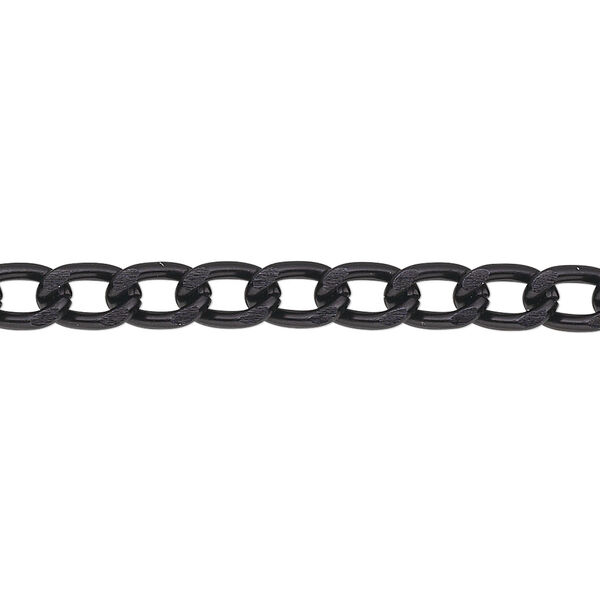 Chain, anodized aluminum, black, 5mm drawn curb. Sold per pkg of 25 feet. image number 0