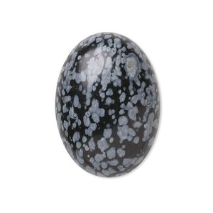 Snowflake obsidian 1pkg1, calibrated oval cab natural 40x30mm