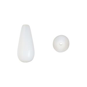 Bead, Czech pressed glass, opaque white, 20x9.5mm teardrop. Sold per 15-1/2" to 16" strand, approximately 20 beads.